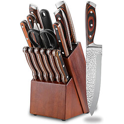 Vendos85 Ensemble de couteaux de cuisine 15 pièces avec bloc