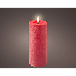Lumineo Bougie LED rouge Ø7 x 19 cm Rustique