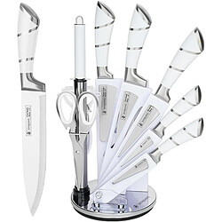 Vendos85 Set de 9 Couteaux de Chef Pointus Professionnels Blanc