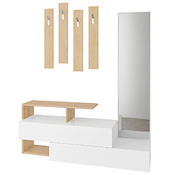 Concept Usine Meuble d'entrée bois-blanc et porte-manteaux RAMAR