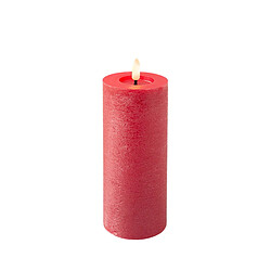 Lumineo Bougie LED rouge Ø7 x 19 cm Rustique