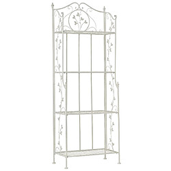 Decoshop26 Étagère 4 niveaux rangement - Métal blanc vieilli