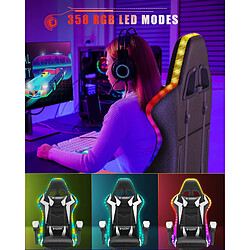 RATTANTREE Chaise Gaming LED - Noir et Blanc pas cher