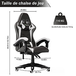 RATTANTREE Chaise de Gaming Ergonomique, Fauteuil gamer, Dossier Inclinable à 155, avec Lombaire&Appui-Tête Appui, chaise gamer, PU Cuir Chaise Bureau, fauteuil gamer, chaise bureau gaming, Noir Blanc