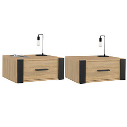 Idmarket MARKET ONYX - Tables de chevet murales - Bois et noir
