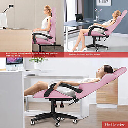 RATTANTREE Chaise de Gaming Ergonomique - Rose Blanc pas cher
