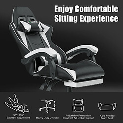 RATTANTREE Chaise de Gaming avec Repose-Pied - Noir Blanc pas cher