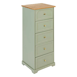 Atmosphera Chiffonnier 5 tiroirs en bois MOHEA - Vert céladon
