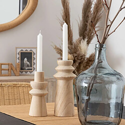 Atmosphera Duo de bougeoirs en bois - Beige