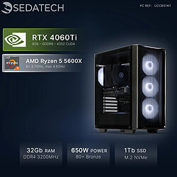 Sedatech PC Gamer Compact • AMD Ryzen 5 5600X • RTX4060Ti • 32Go RAM • 1To SSD M.2 • sans OS