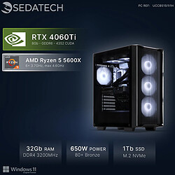 Sedatech PC Gamer Compact • AMD Ryzen 5 5600X • RTX4060Ti • 32Go RAM • 1To SSD M.2 • Windows 11