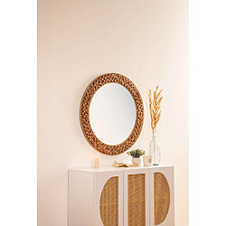Atmosphera Miroir en bois RONDIN - Diam 90 cm - Marron