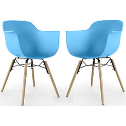 ICONIK INTERIOR Chaise de Salle à Manger - Design Scandinave - Pieds en Bois - Lot de 2 - Nordika Bleu
