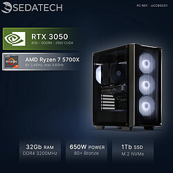 Sedatech PC Gamer Compact • AMD Ryzen 7 5700X • RTX3050 • 32Go RAM • 1To SSD M.2 • sans OS