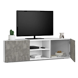 Acheter Idmarket Market Meuble TV d'angle ELI - Blanc et béton