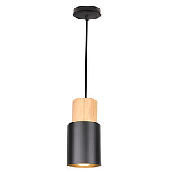 Stoex Suspension métal rétro – Noir - Suspension - Métal et bois - Taille 12 x 13 cm - Câble 100 cm réglable - E27 max 60W