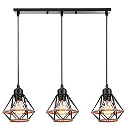 Stoex Suspension vintage 3 lumières - Noir - Suspension rétro - Métal noir - 3 lumières E27 - 240V - Diamètre 16 cm