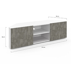 Idmarket Market Meuble TV d'angle ELI - Blanc et béton pas cher