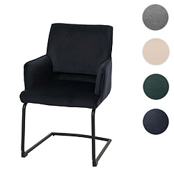 Mendler Chaise cantilever HWC-N60 - Anthracite/Bleu Chaise cantilever avec accoudoirs - Tissu Oeko-Tex - Assise et dossier rembourrés - Piètement fer - 89 x 54 x 58 cm