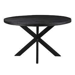 Moloo UZES-Table à manger ronde 6 personnes 150 cm en bois massif noir
