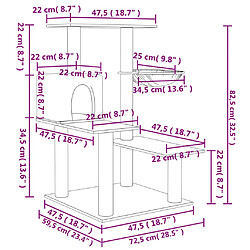 Helloshop26 Arbre à chat tour 82,5 cm - Gris clair pas cher