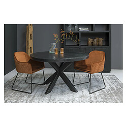 Moloo UZES-Table à manger ronde 6 personnes 150 cm en bois massif noir