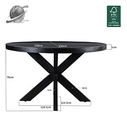 Moloo Table à manger ronde 6 personnes - Manguier noir pas cher