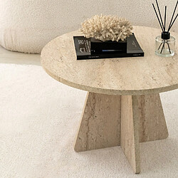 Acheter Toilinux Table basse ronde effet travertin VALENCE - Beige