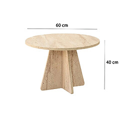 Avis Toilinux Table basse ronde effet travertin VALENCE - Beige