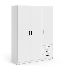 Cstore Armoire VEGA - Décor Blanc mat - 3 portes + 3 tiroirs - L 147 x P 49,6 x H 200,4 cm