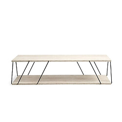 Toilinux Table basse contemporaine effet travertin - Beige