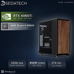 Sedatech Workstation, AMD Ryzen 9 9900X, RTX4060Ti, 32Go DDR5, 2To SSD, Win 11