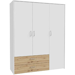 Cstore Armoire de chambre - Blanc mat / Chene artisan - 3 portes et 2 tiroirs - 152,8 x 52,7 x 190,8 cm