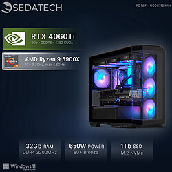 Sedatech PC Gamer Panoramic • AMD Ryzen 9 5900X • RTX4060Ti • 32Go RAM • 1To SSD M.2 • Windows 11