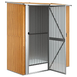 Helloshop26 Abri de jardin cabane cabanon maison de stockage remise extérieur hangar outils robuste 180,5 x 97 x 209,5 cm acier galvanisé aspect bois marron 02_0022160