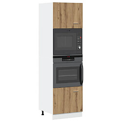 VidaXL Armoire à Micro-ondes - Chêne Artisanal Armoire à micro-ondes - Bois d'ingénierie - 4 étagères - Portes réglables - 60 x 57 x 207 cm
