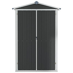 Helloshop26 Abri de jardin cabane cabanon maison de stockage remise extérieur hangar outils robuste 116 x 45 x 175 cm acier galvanisé anthracite 02_0022179