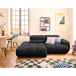 Lisa Design Matera - canapé d'angle gauche 4 places avec têtières réglables en tissu texturé