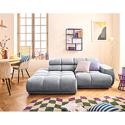 Lisa Design Matera - canapé d'angle gauche 4 places avec têtières réglables en tissu texturé