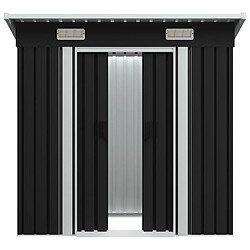 Helloshop26 Abri de jardin cabane cabanon maison de stockage remise extérieur hangar outils robuste acier anthracite 02_0022216