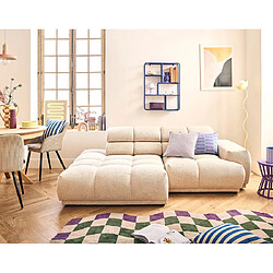Lisa Design Matera - canapé d'angle gauche 4 places avec têtières réglables en tissu texturé