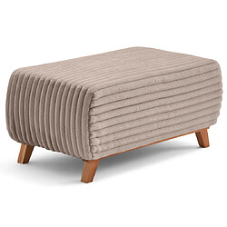 Bestmobilier Cristal Bout de lit - Fausse fourrure côtelée taupe - Bois et panneaux - 56 x 101 x 45 cm