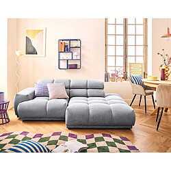 Lisa Design Matera - canapé d'angle droit 4 places avec têtières réglables en tissu texturé