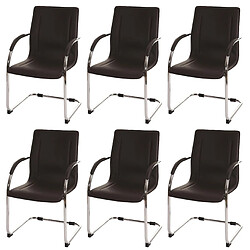 Decoshop26 Ensemble de Chaises de Salle à Manger - Marron (Lot de 6) Chaises visiteur en PVC et métal - Design moderne - Coutures décoratives - Protection de sol