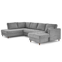 Lisa Design Anna - canapé panoramique d'angle gauche 7 places convertible avec coffre en velours pas cher