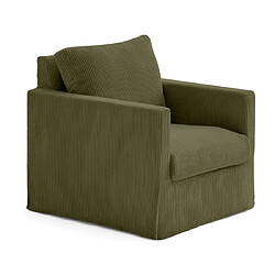 Lisa Design Serena Fauteuil Velours Côtelé - Vert Kaki