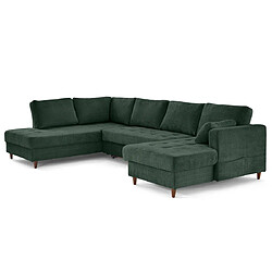 Lisa Design Anna - canapé panoramique d'angle gauche 7 places convertible avec coffre en velours pas cher