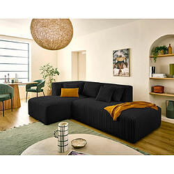 Lisa Design Victoire - Noir Canapé modulable d'angle gauche - 4 places - Velours côtelé - Coussins décoratifs inclus - 270 x 168 x 81 cm