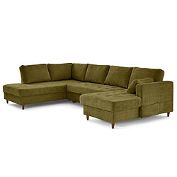 Lisa Design Anna - canapé panoramique d'angle gauche 7 places convertible avec coffre en velours pas cher