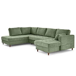 Lisa Design Anna - canapé panoramique d'angle gauche 7 places convertible avec coffre en velours pas cher